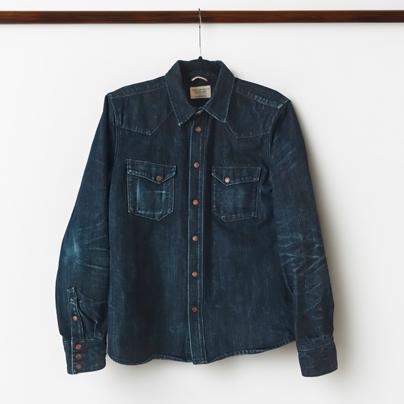 NUDIE Jonas Denim Dry Ace Organic Selvage Shirt - Picture 2 of 7